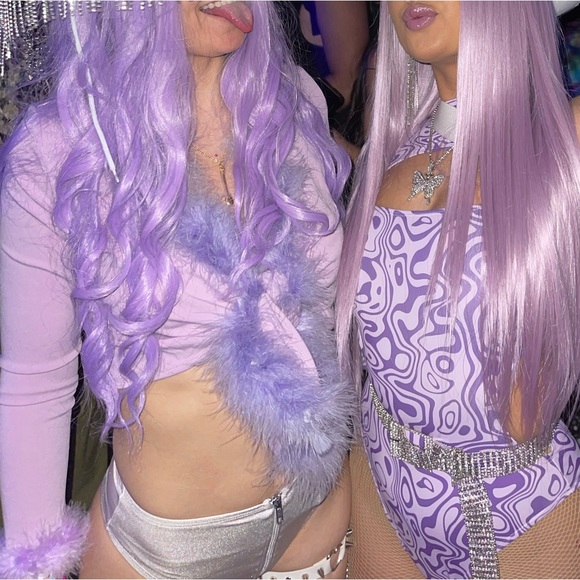 Purple long sleeve tie top - Picture 2 of 3